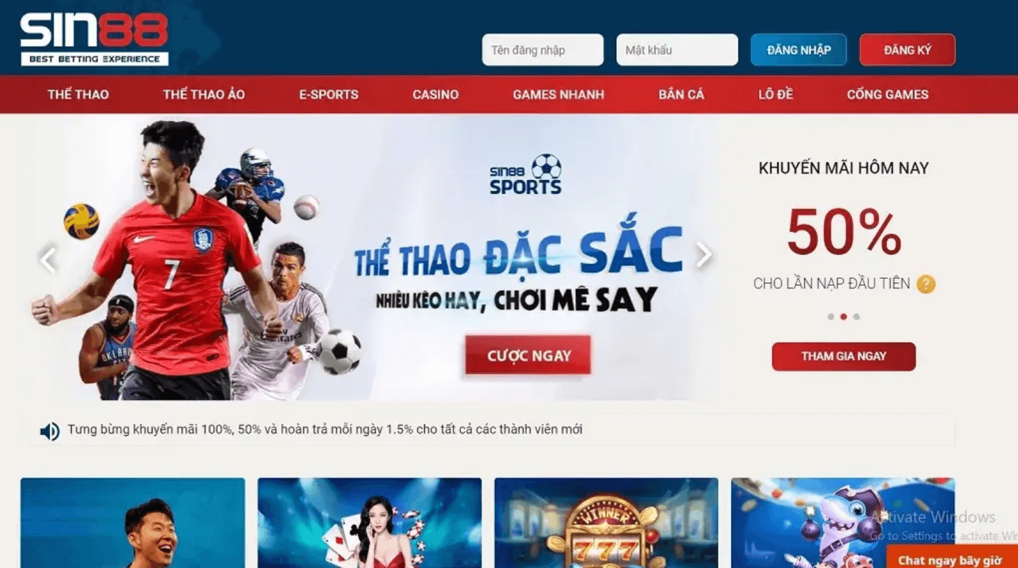 Ưu điểm của Thể thao Sin88